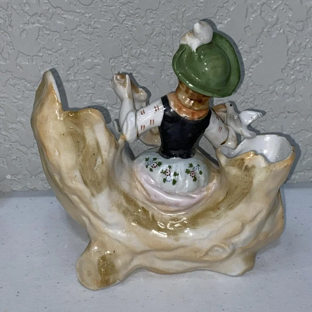 VTG Lenwile China Ardalt Hand Painted Vase Planter Figurine Set Porcelain  #6744